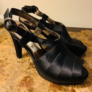 INC - Black Satin heels